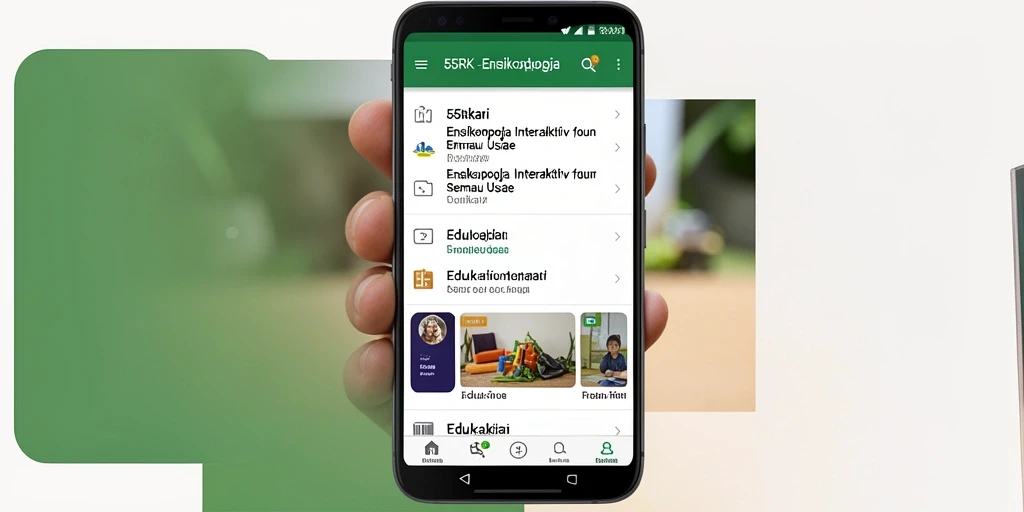 Antarmuka aplikasi Ensiklopedia 55RK yang menarik dan interaktif.