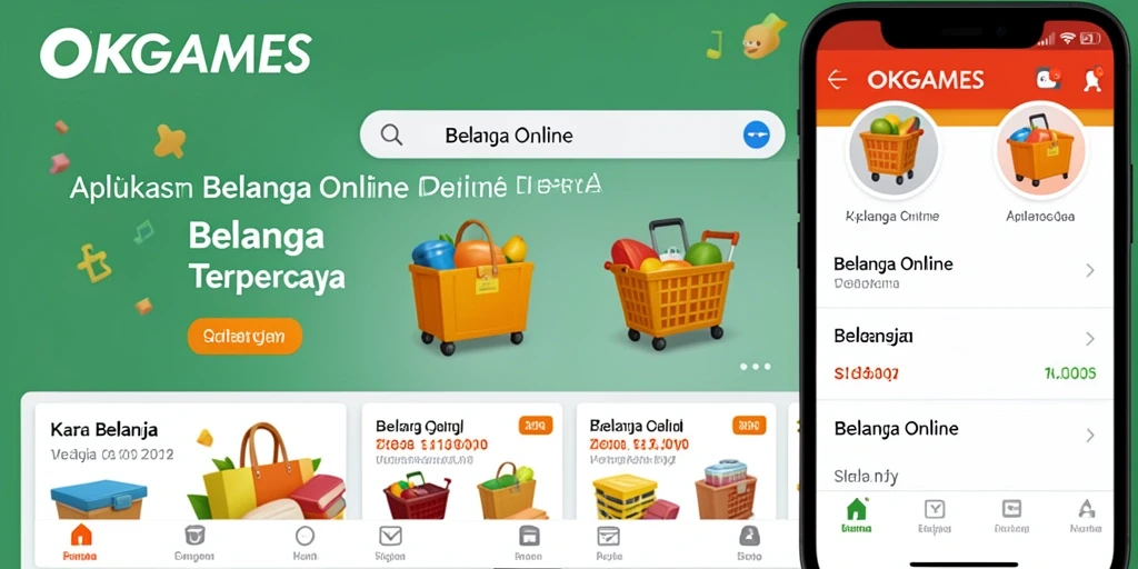 Tampilan antarmuka aplikasi OKGAMES untuk belanja online.