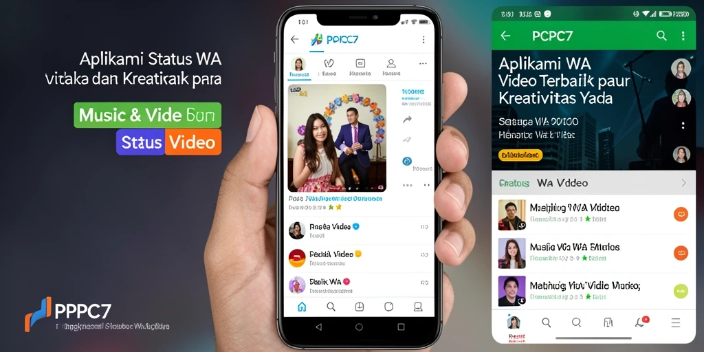 Tampilan utama PCPC7 dengan berbagai pilihan video Status WA.