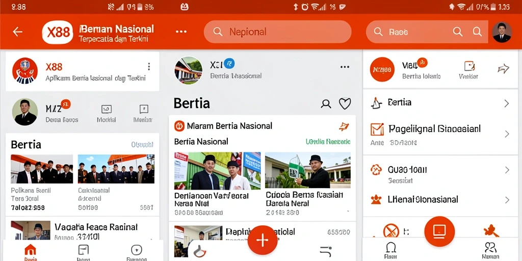 Antarmuka aplikasi X88 dengan konten berita terkini.