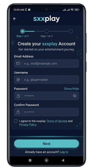 Tampilan halaman daftar sxxplay