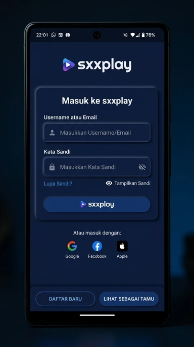 Tampilan halaman login sxxplay